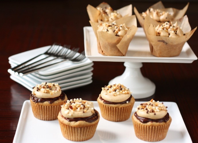 Peanut Butter Cupcakes with Chocolate Ganache and Peanut Butter Buttercream