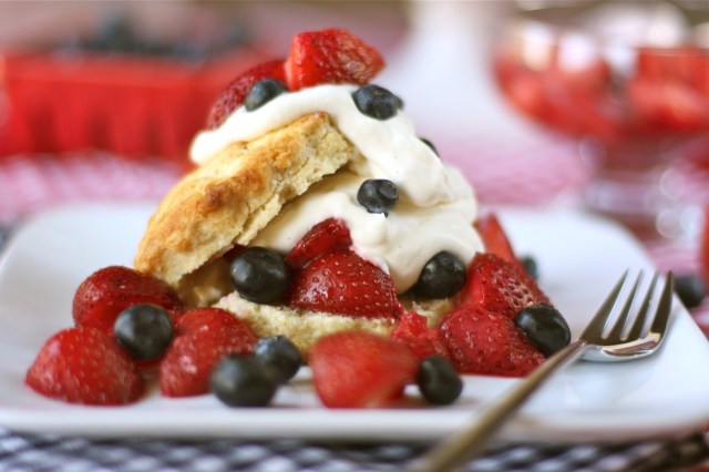 Red, White, and Blue-Berry Shortcake