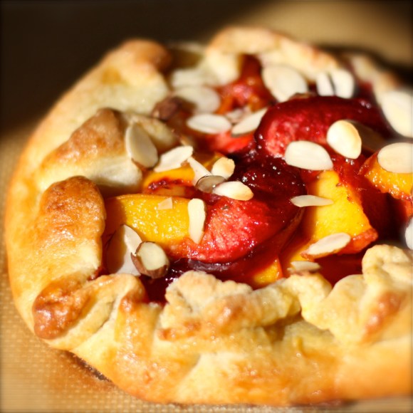 plum and peach galette