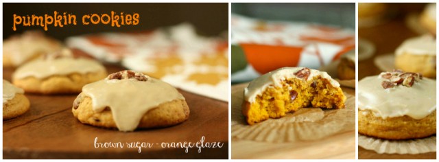 pumpkin cookies with brown sugar-orange glaze