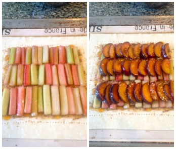 Black Velvet Apricot and Rhubarb Tart assembly