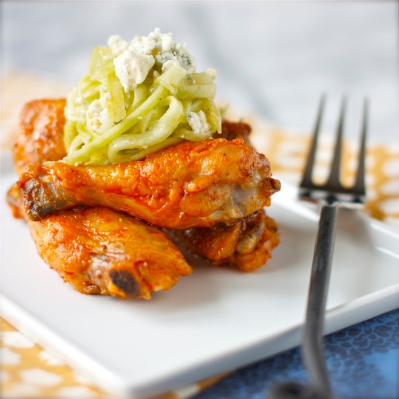 Buffalo Wings with Celery & Blue Cheese Slaw