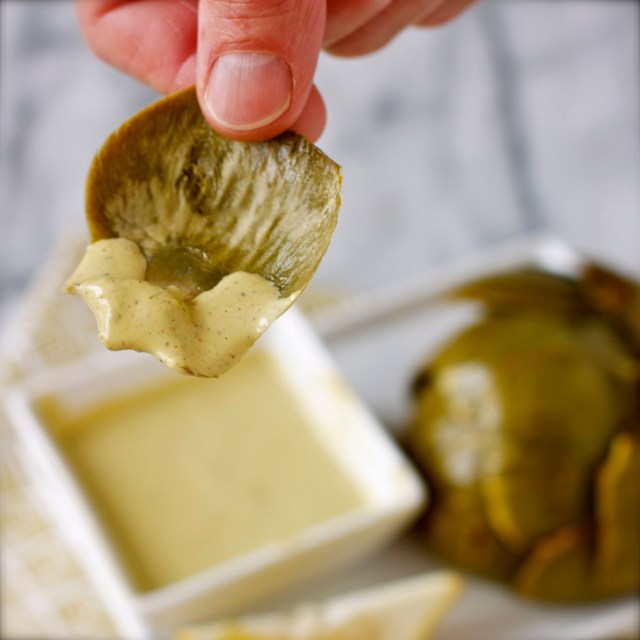 Grilled Artichokes with Shishito Pepper Aioli 