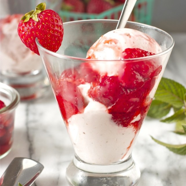 Roasted Strawberry, Buttermilk, and Mascarpone Ice Cream