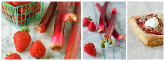 strawberry rhubarb tarts collage