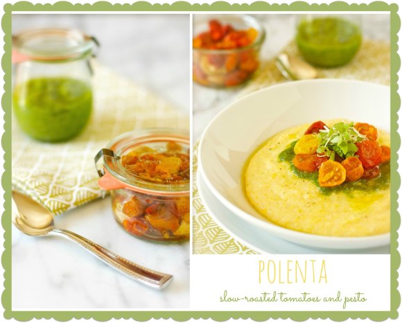 Polenta with Slow-Roasted Cherry Tomatoes and Pesto